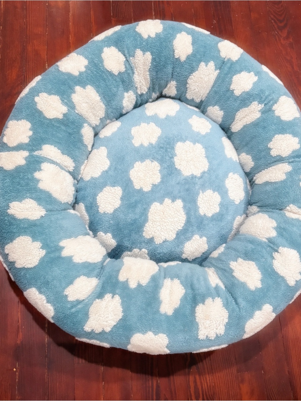 Comfy cozy clouds blue donut large dog bed
